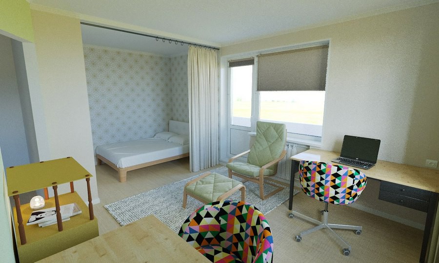 Зонирование комнаты 20 кв.м на спальню и гостиную - лучшие идеи с фото  